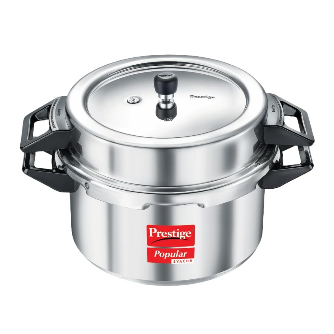 Prestige Popular Svachh Aluminium Pressure Cooker 16L| Controls Spillage |Metallic Safety Plug|Controlled Gasket-Release System