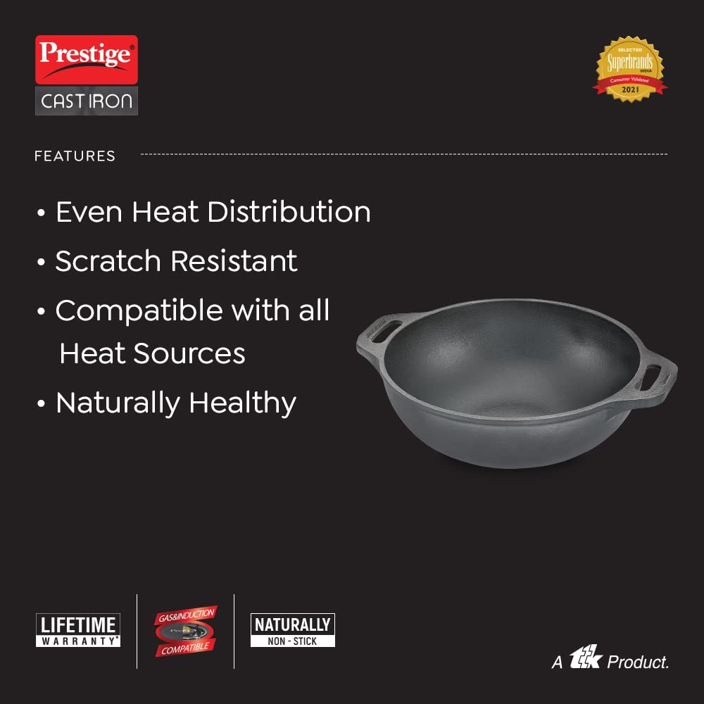 Prestige Cast Iron Cookware Kadai 26Cm Diameter
