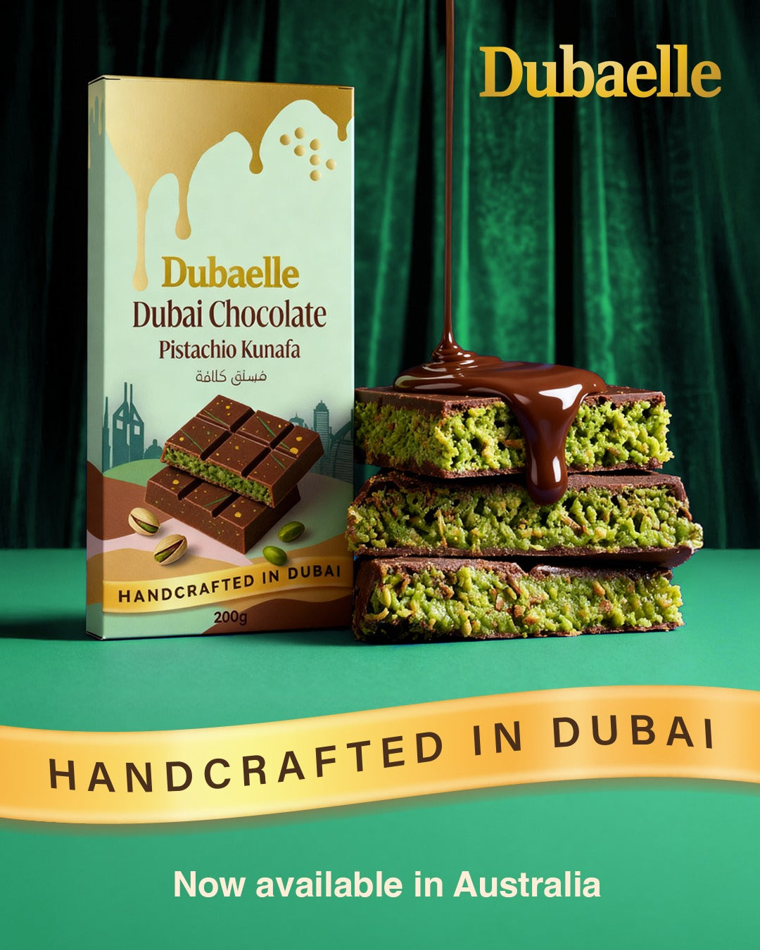 Dubaelle Pistachio Kunafa Chocolate 200G