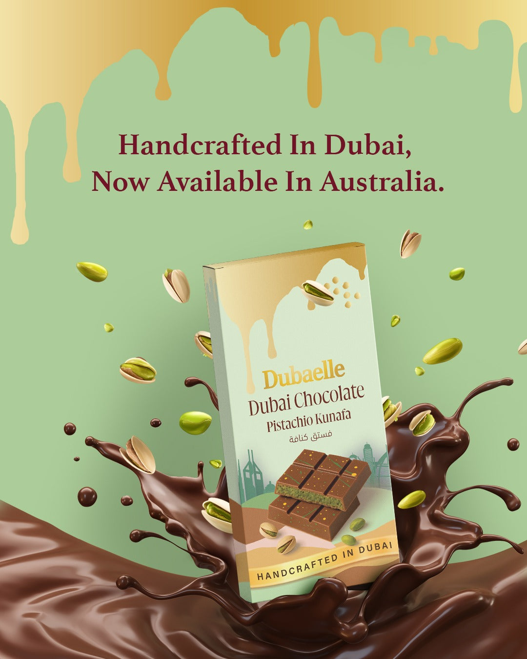 Dubaelle Pistachio Kunafa Chocolate 200G