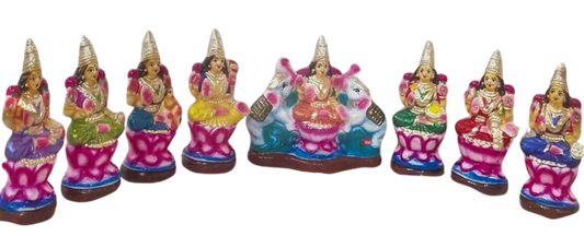 Astalakshmi medium  Set/ Dasa Avataram Golu Set/ Ten Incarnations Navarathri Dolls/ Kolu dolls/ Dasavatara Golu Bommai/ Dhasavataram Navaratri Set/ Ten Avatars Golu Dolls/ Dasa Avatars Navarathri Set/ Navarathri golu dolls