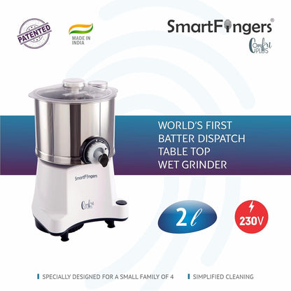 SmartFingers Comfort Plus Table Top Magic Wet Grinder 230V 2L