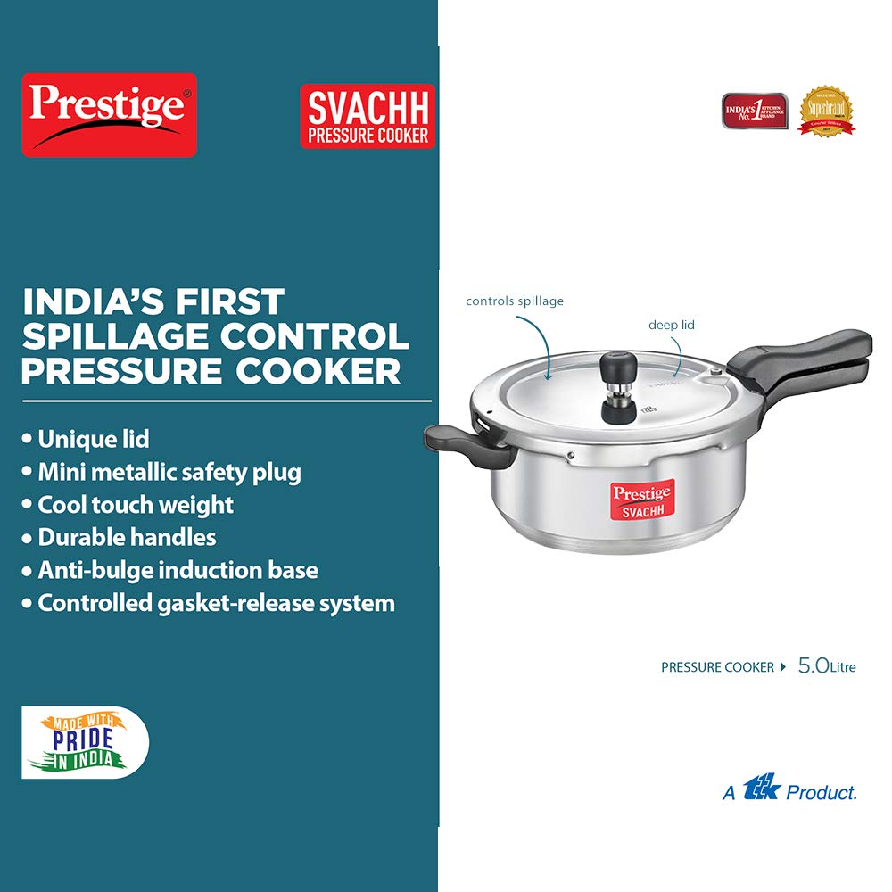Prestige SVACHH Aluminium Senior Deep Pan Pressure Cooker 5 Litre