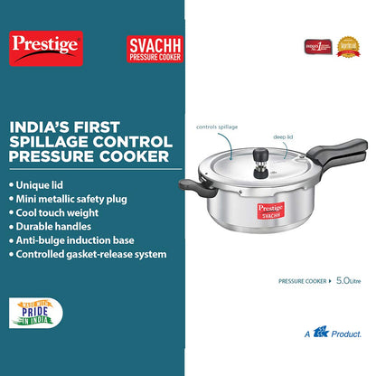 Prestige SVACHH Aluminium Senior Deep Pan Pressure Cooker 5 Litre
