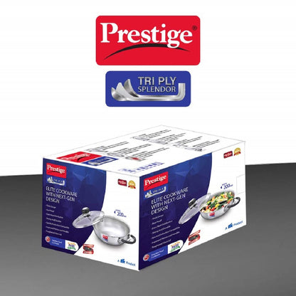 Prestige Tri Ply Splendor 20Cm Kadai With Glass Lid (1.6L)