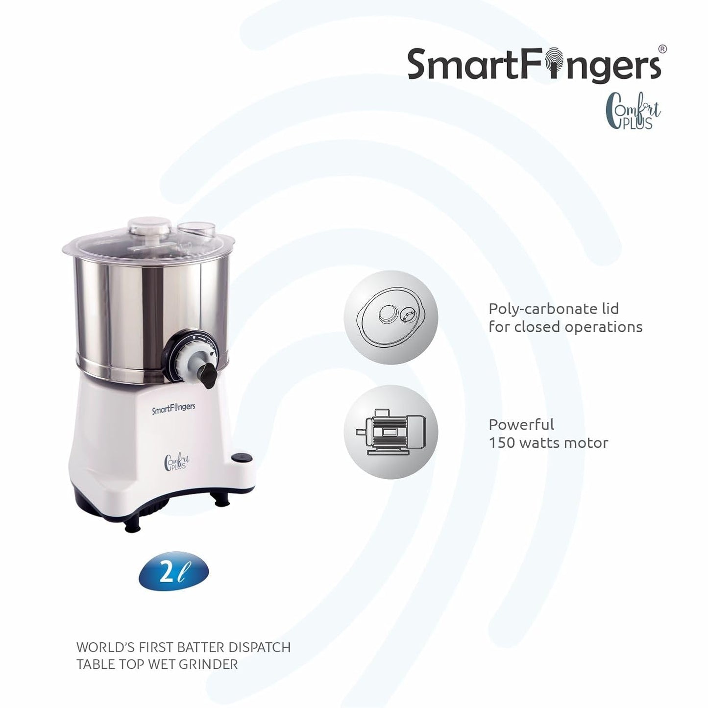 SmartFingers Comfort Plus Table Top Magic Wet Grinder 230V 2L