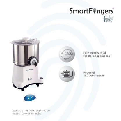 SmartFingers Comfort Plus Table Top Magic Wet Grinder 230V 2L