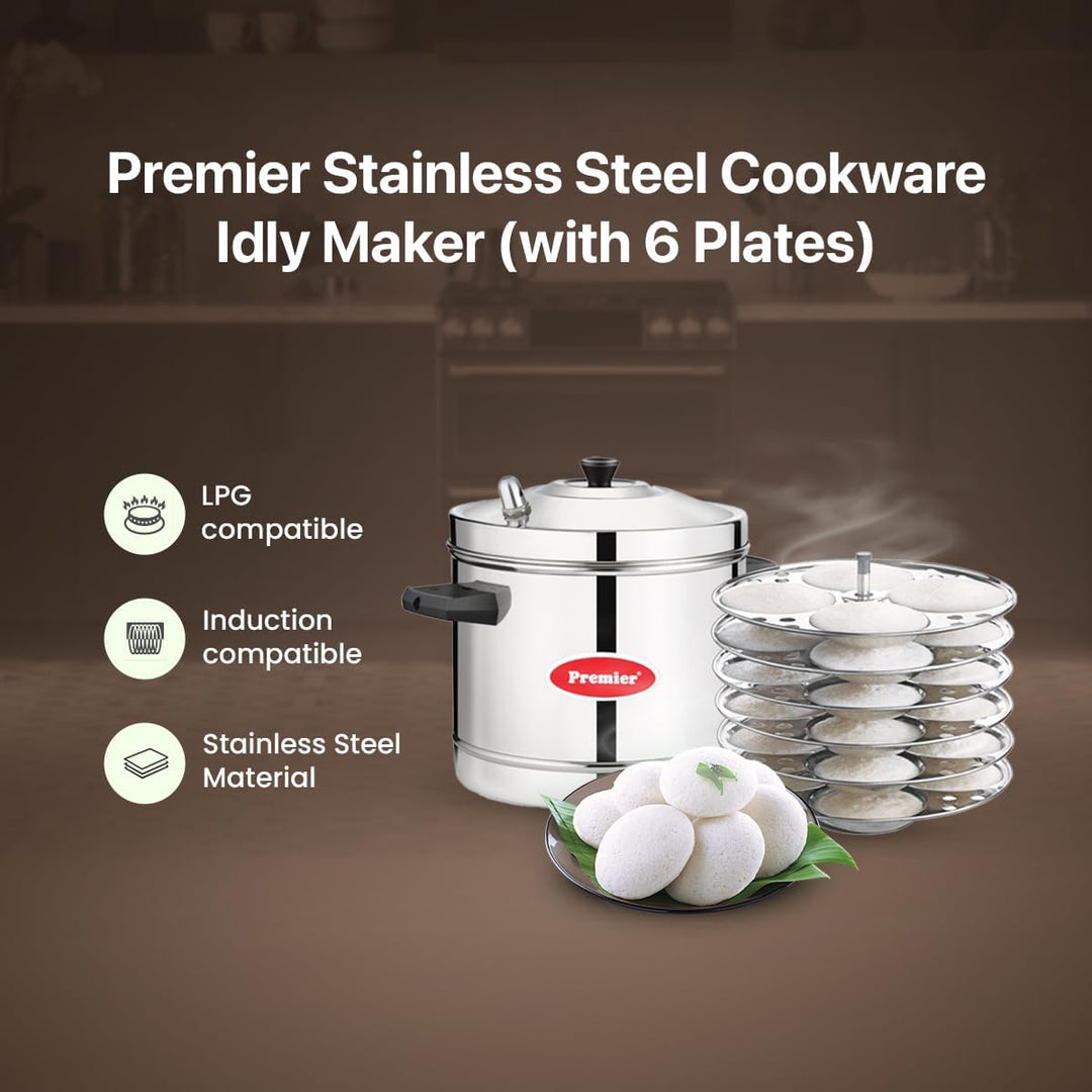 Premier Stainless Steel Idly Cooker 6 Plates Large