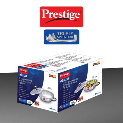 Prestige Triply Splendor Dia 26Cm Kadai With Glass Lid 3.25L