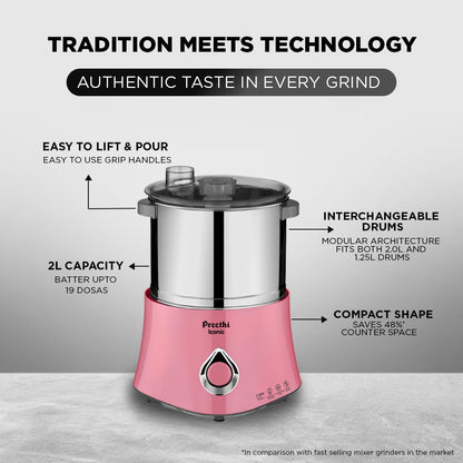 Preethi Iconic - WG 908, 2L Table Top Wet Grinder