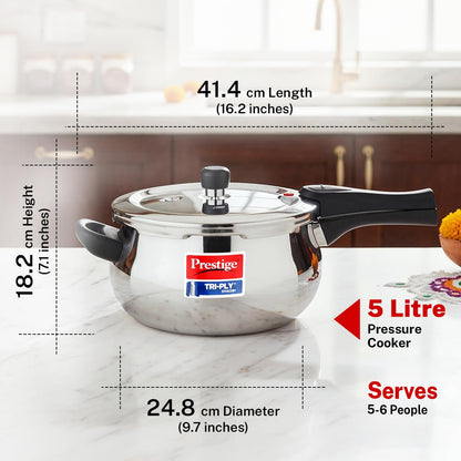 Prestige 5L Triply Svachh Outerlid Pressure Cooker Handi