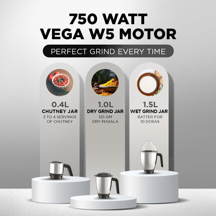 Preethi Peppy Pro 750W Mixer Grinder - Green/Black (MG 247)