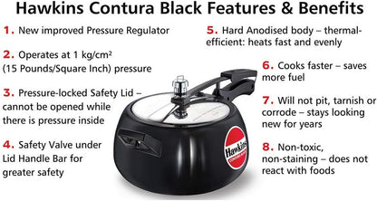 Hawkins Contura Black 5L Pressure Cooker