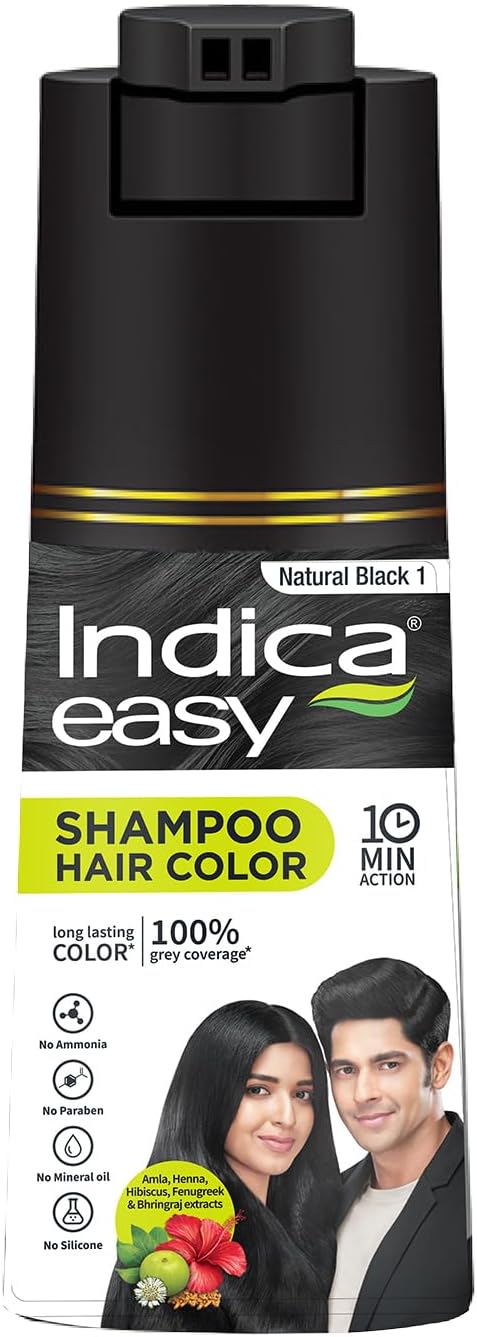 Indica Easy Shampoo In Hair Colour Natural Black 180Ml