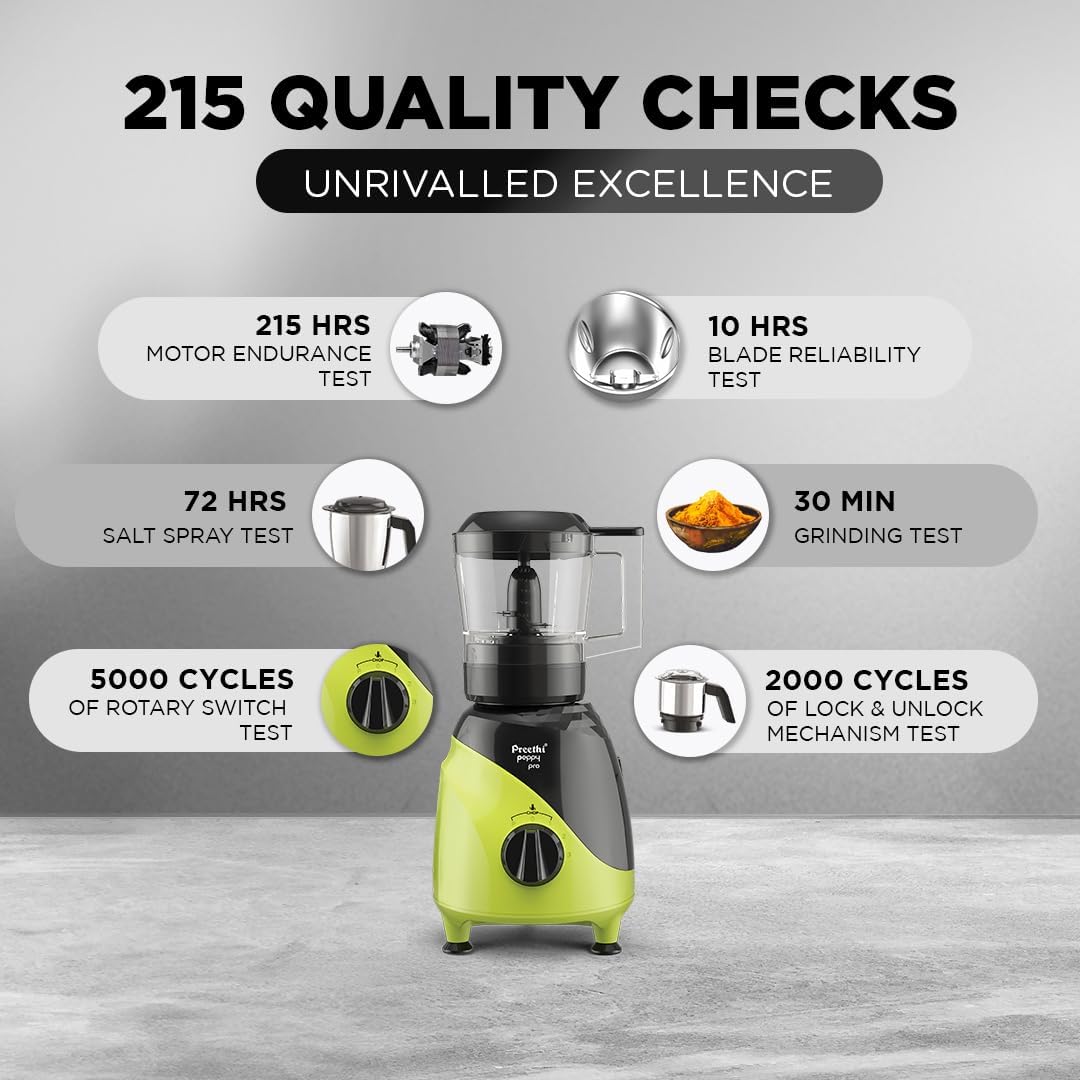 Preethi Peppy Pro 750W Mixer Grinder - Green/Black (MG 247)