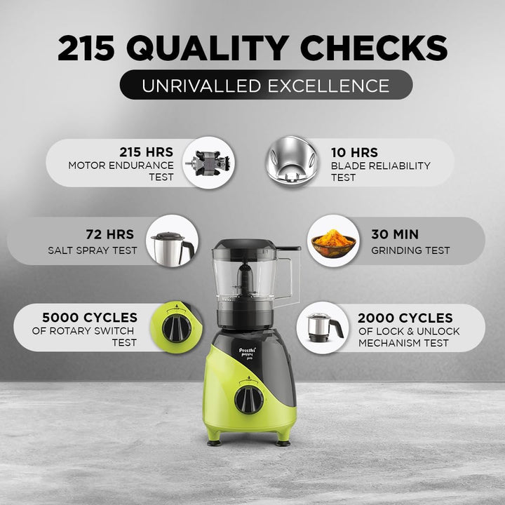 Preethi Peppy Pro 750W Mixer Grinder - Green/Black (MG 247)