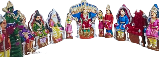 Ravana  Darbar Set/ Dasa Avataram Golu Set/ Ten Incarnations Navarathri Dolls/ Kolu dolls/ Dasavatara Golu Bommai/ Dhasavataram Navaratri Set/ Ten Avatars Golu Dolls/ Dasa Avatars Navarathri Set/ Navarathri golu dolls