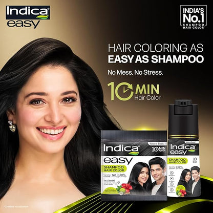 Indica Easy Shampoo In Hair Colour Natural Black 180Ml