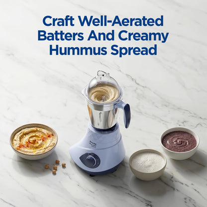 Preethi Blue Leaf Titanium 1000W Grinder | 7 Jars (4 Stainless Steel Jars, Juicer, Blender), Superfine Grinding for Masalas, Chutneys and Batters