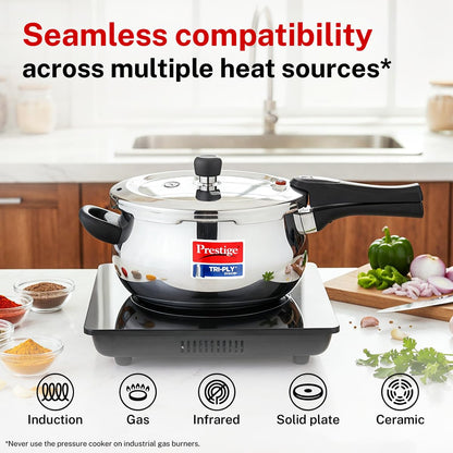 Prestige 5L Triply Svachh Outerlid Pressure Cooker Handi