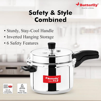 Butterfly Tez Triply Stainless Steel Pressure Cooker 5L