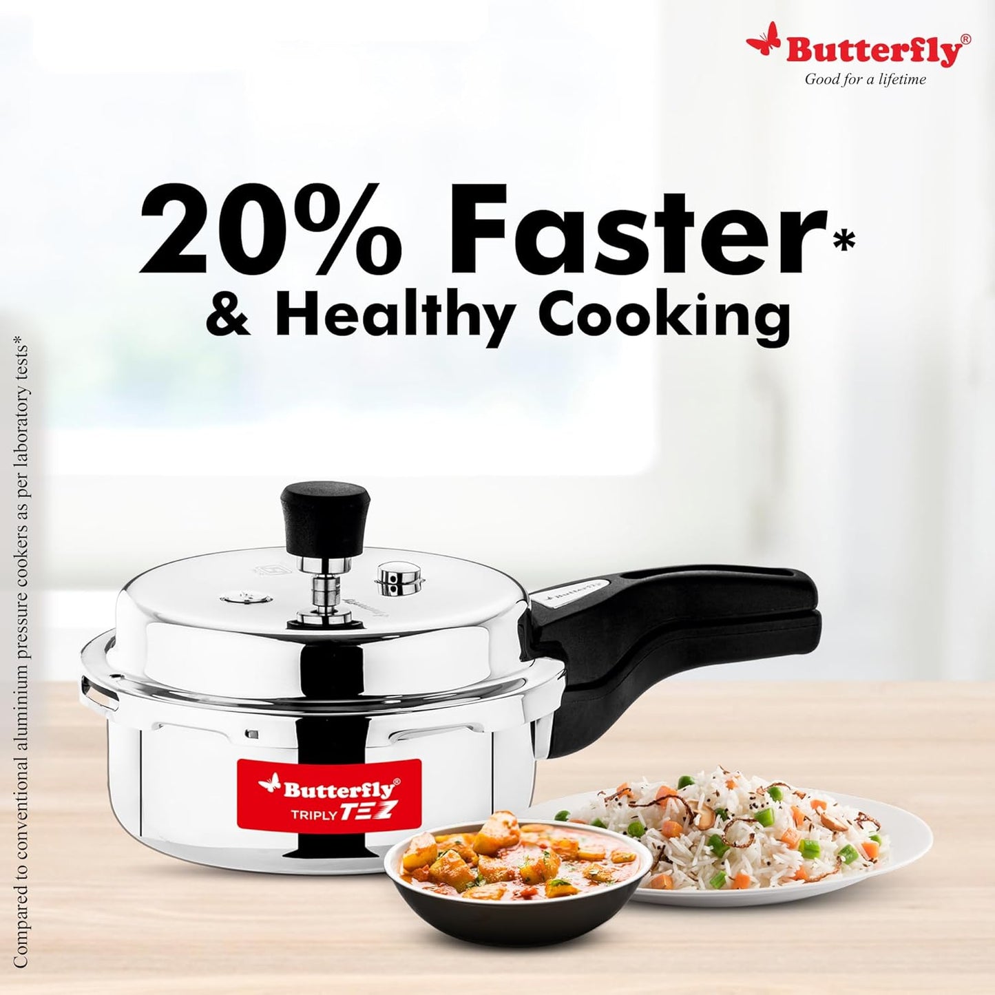 Butterfly Tez Triply Stainless Steel Pressure Cooker 2L