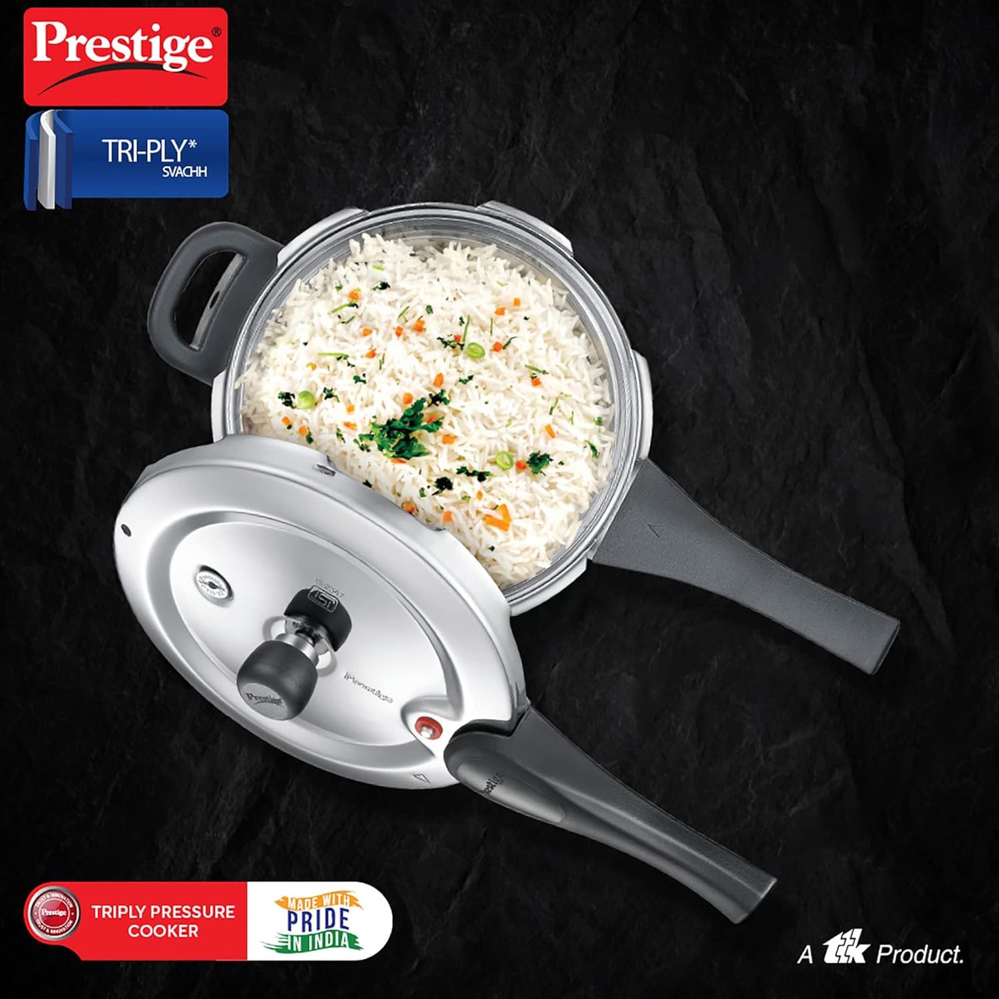 Prestige 3L Triply Svachh Handi Outerlid Pressure Cooker