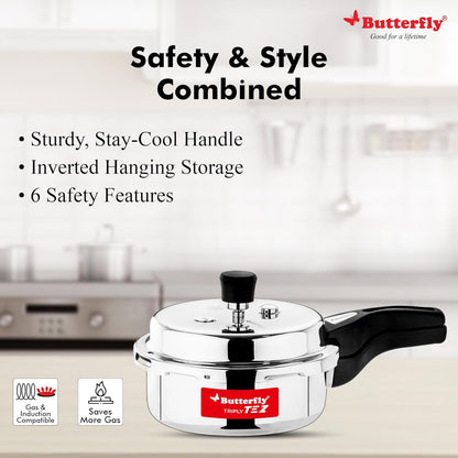 Butterfly Tez Triply Stainless Steel Pressure Cooker 2L