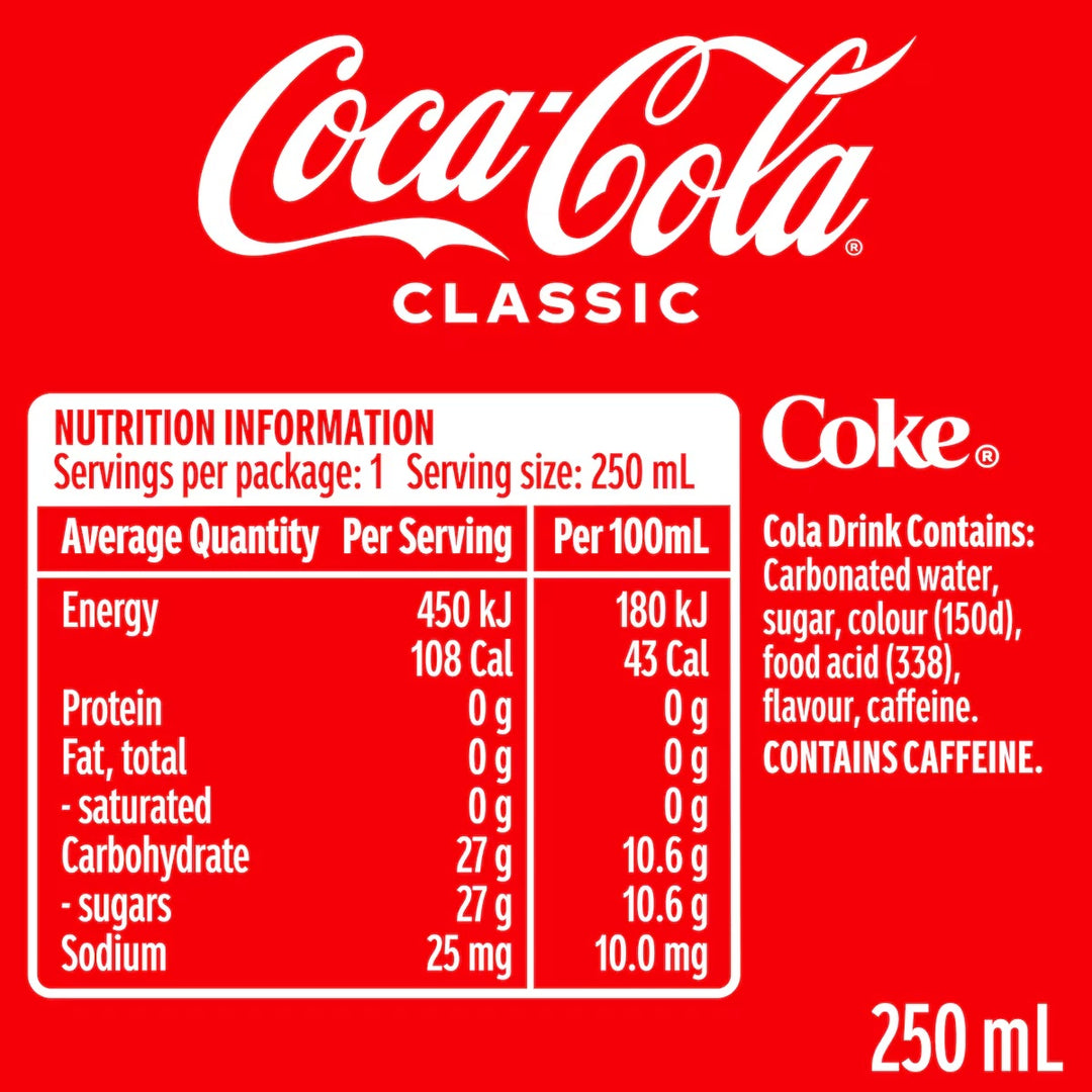 Coca - Cola Classic Soft Drink Mini Can 250ml