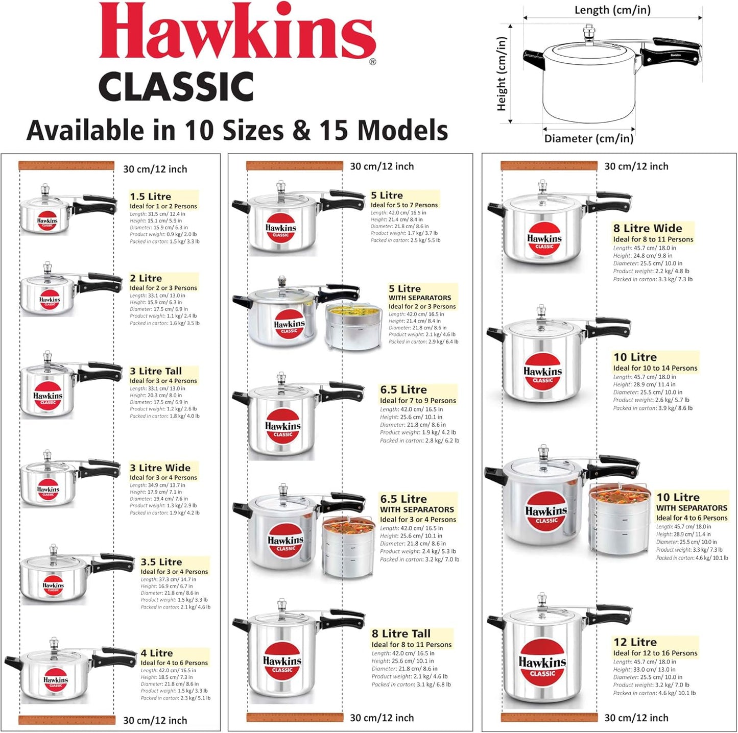 Hawkins Classic Pressure Cooker 2Lt