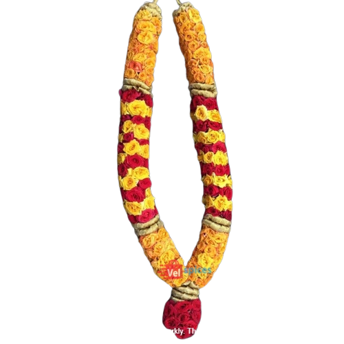 Fresh Rose simple Garland 1feet Red and Yellow Mix (Pre Order 1 Week Before)