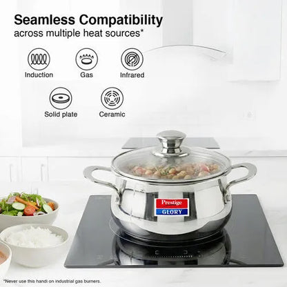Prestige Glory Stainless Steel Cookware Handi 18Cm/3.0L