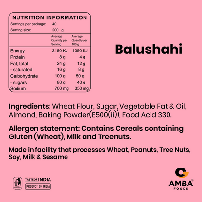 Amba Fresh Sweet  Balushahi 800G