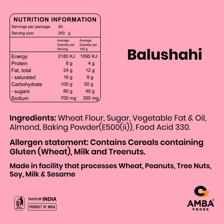 Amba Fresh Sweet  Balushahi 800G