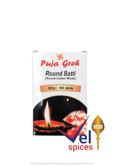 Puja Greh Rount Batti (Round Cotton Wicks) 40 Pcs