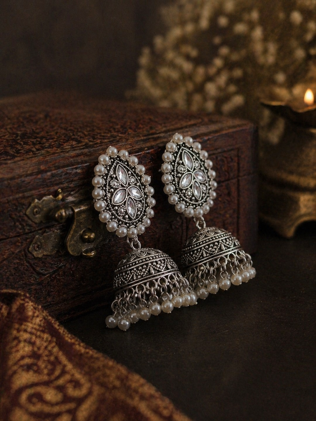Raja Silver Jhumka/Jimmiki Earrings - Online Only - For Festive Wear, Pooja, Parties & Gifting