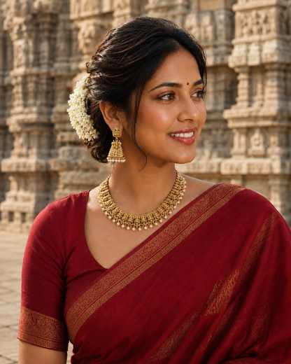 Gopuram Temple Jhumka Earrings - Onam Sale