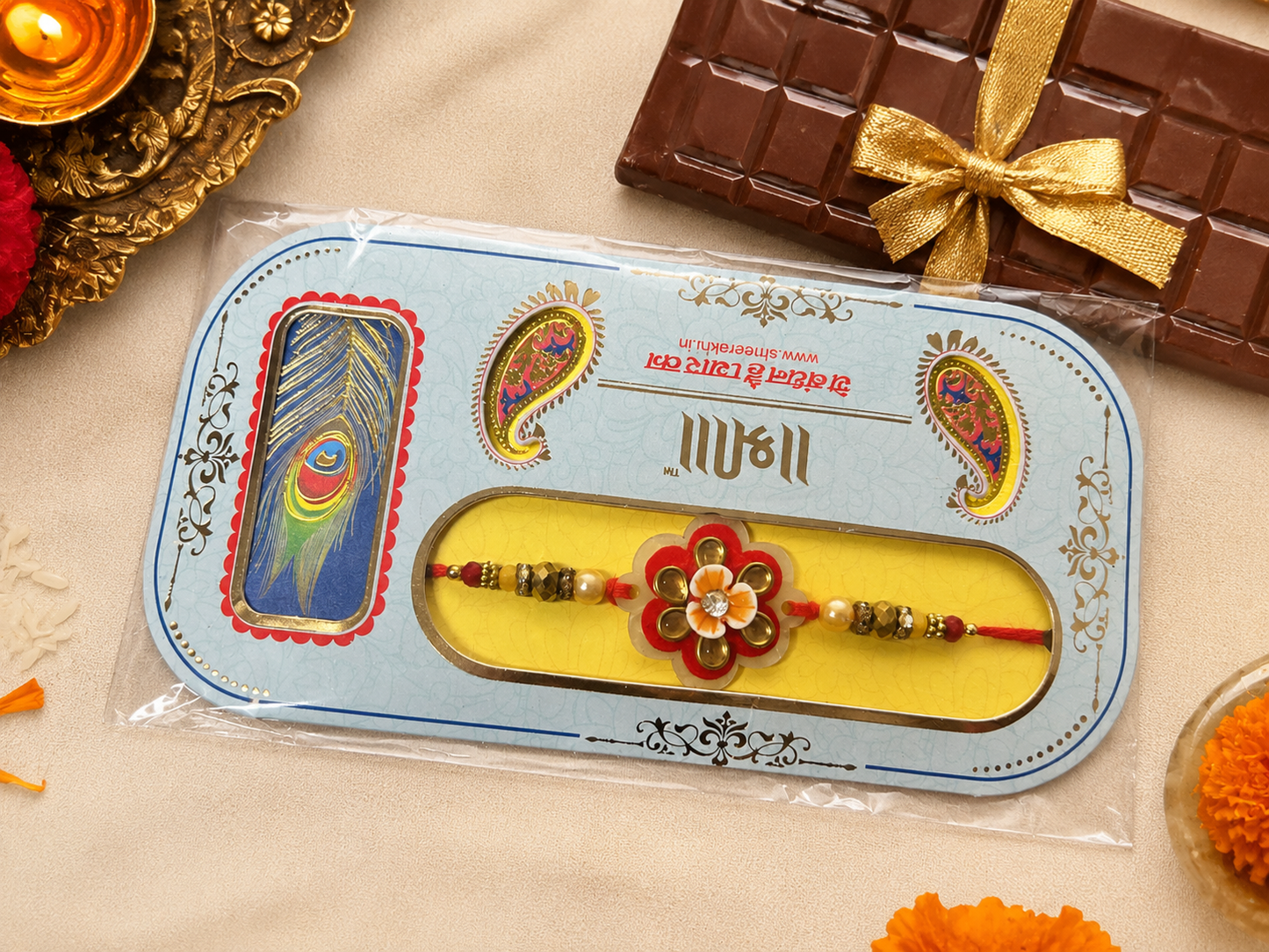 Rakhi/Raki Flower with Beads (Online exclusive)