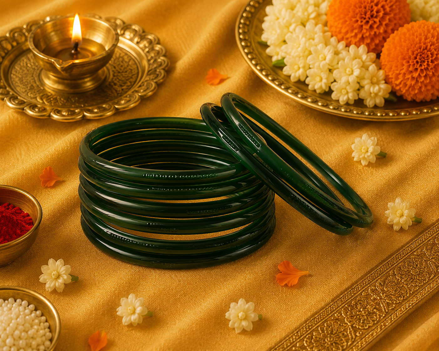 Glass Green Bangles (multiple sizes available)