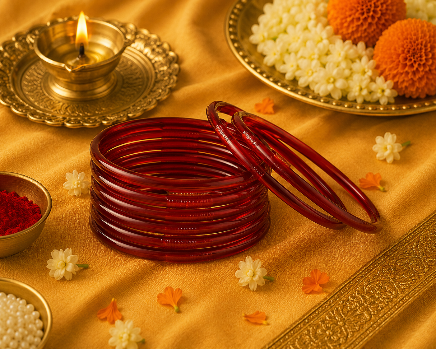 Glass Dark Red Bangles (multiple sizes available)