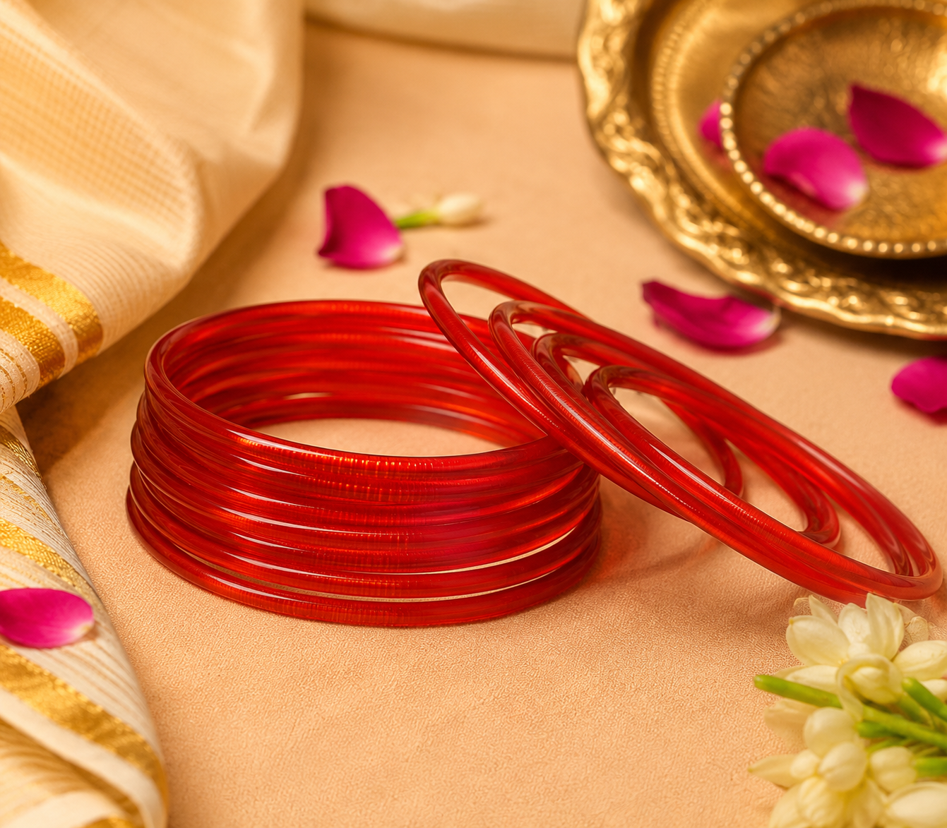 Glass Red Bangles (multiple sizes available) - Varalakshmi sale