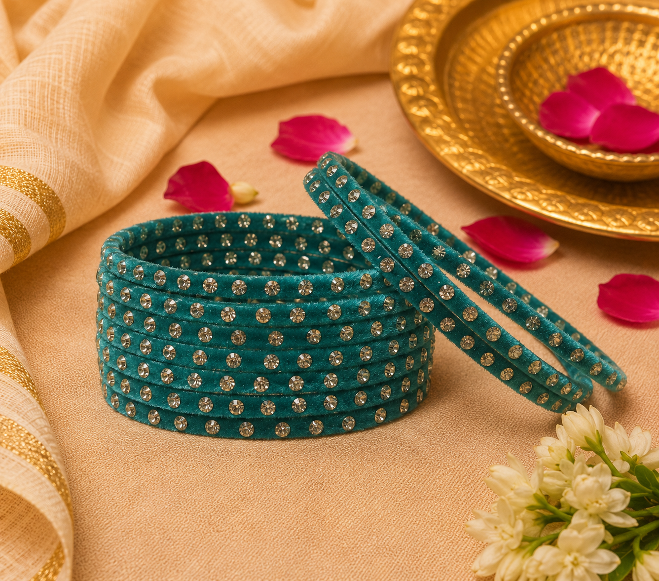 Teal Gemstone Bangles