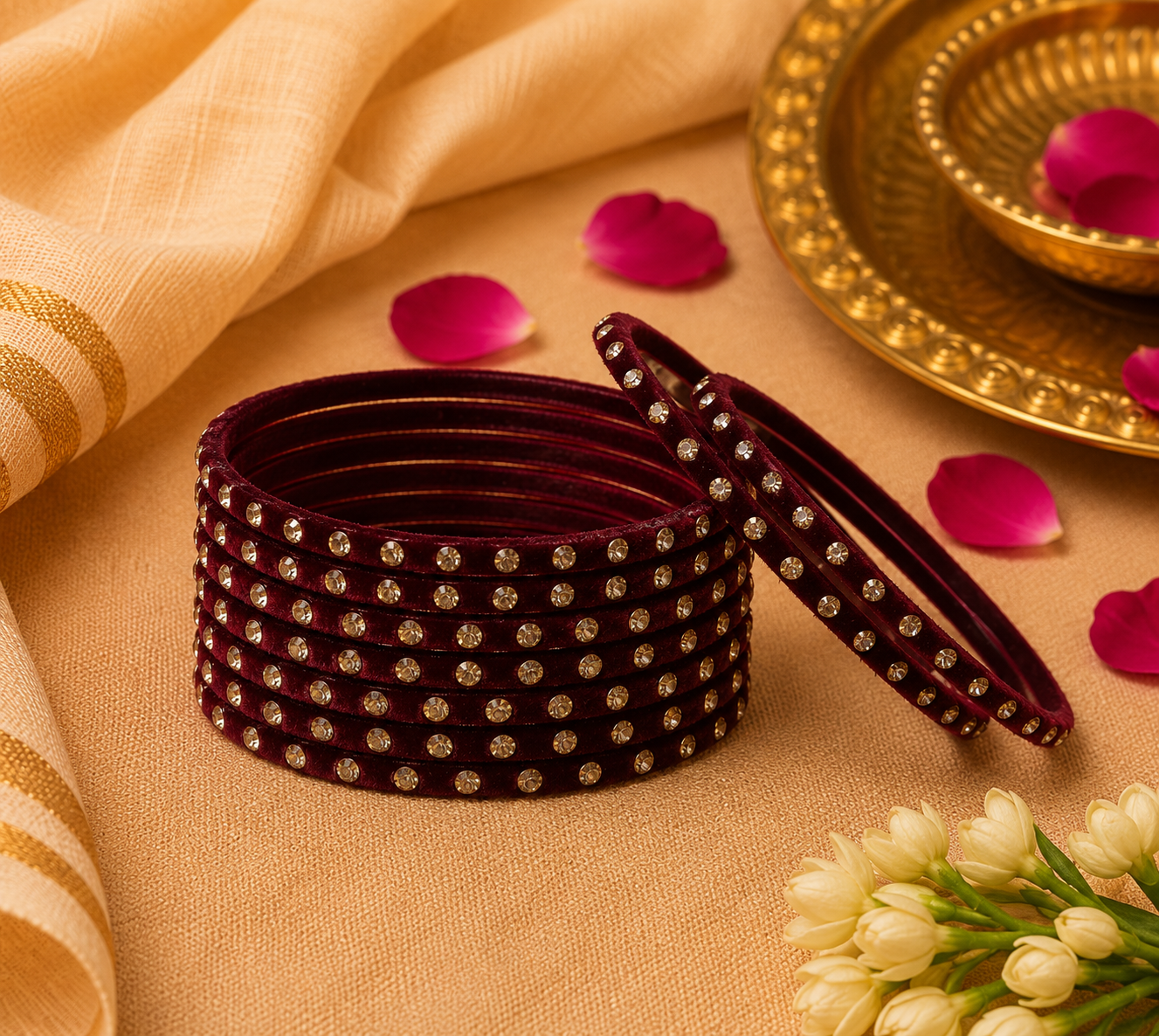 Maroon Gemstone Bangles - Varalakshmi sale