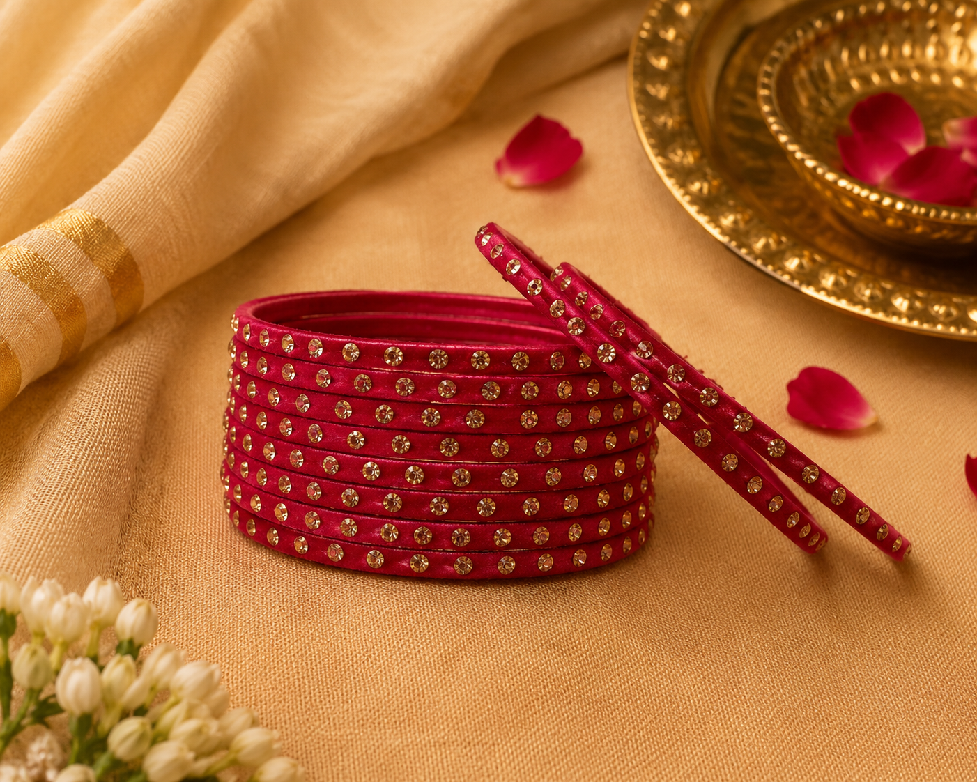 Pink Gemstone Bangles - Varalakshmi sale