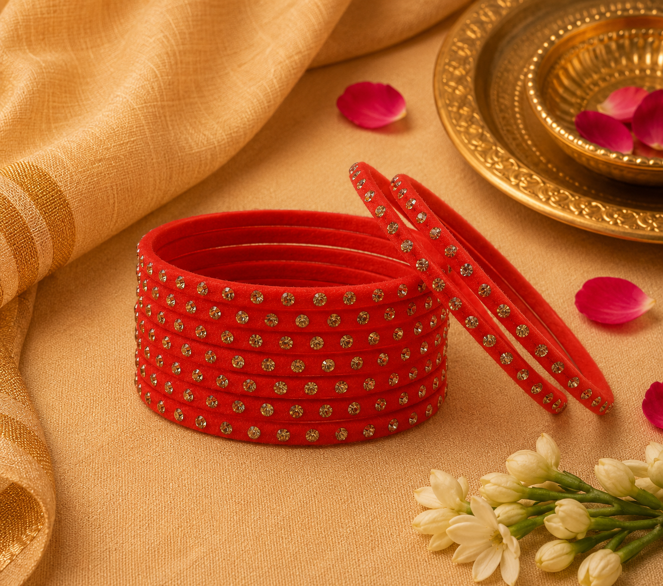 Orange Gemstone Bangles - Varalakshmi sale