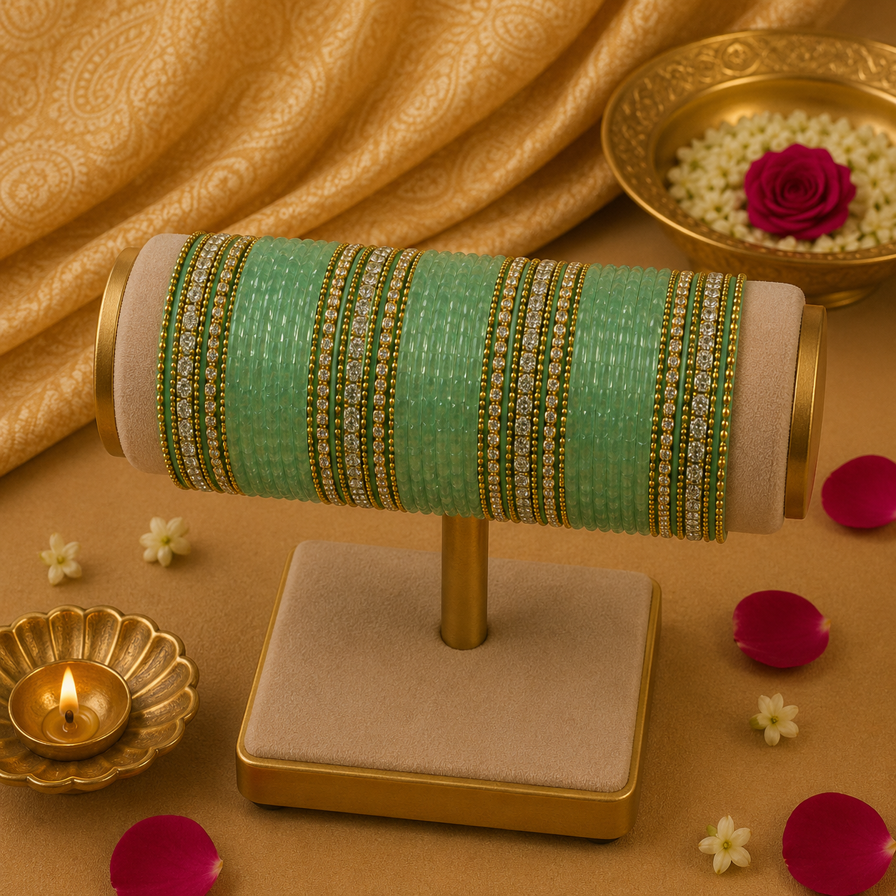 Glass Teal Bangles set  (36 bangle total)