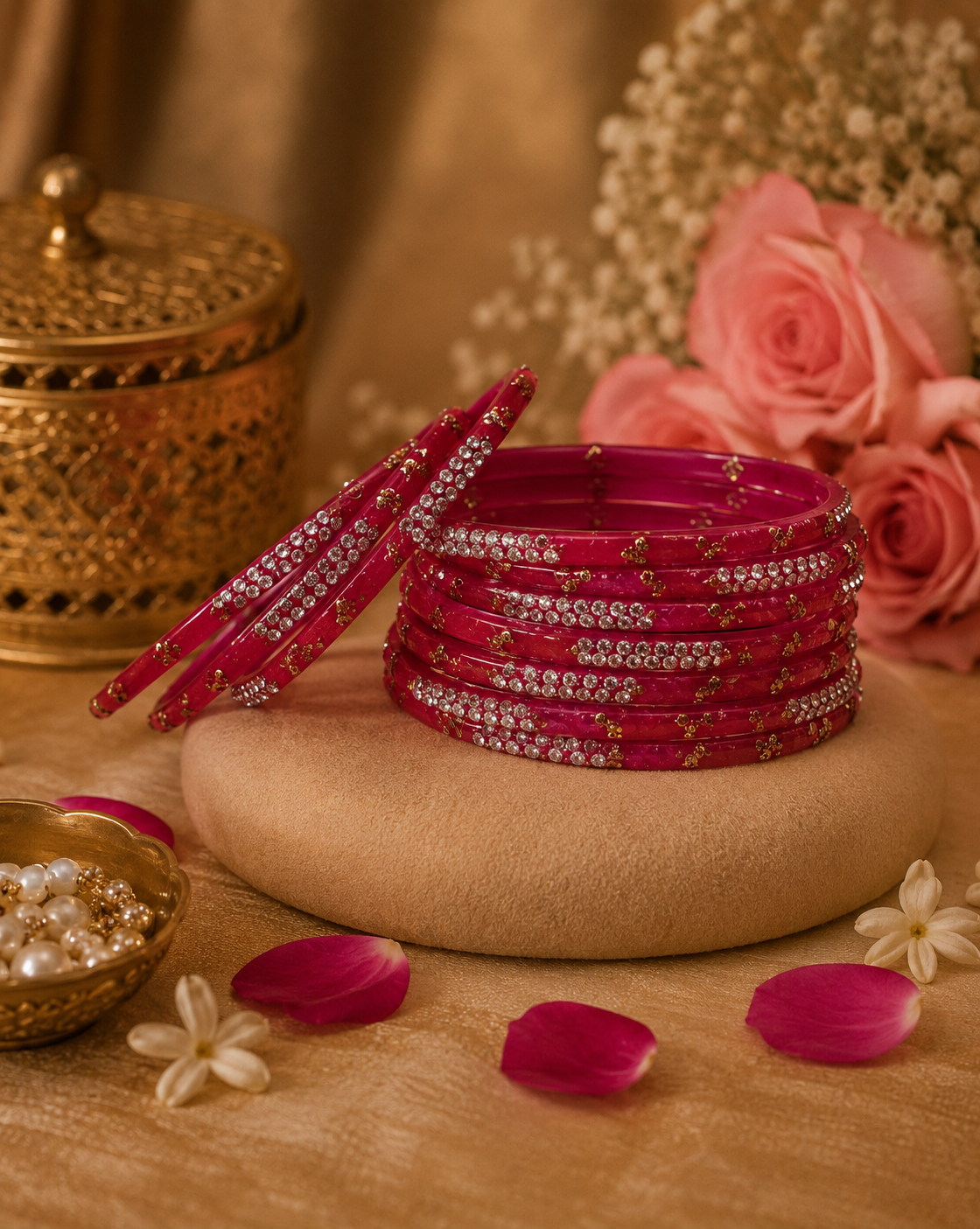 Glass Falooda Pink Bangles (multiple sizes available)