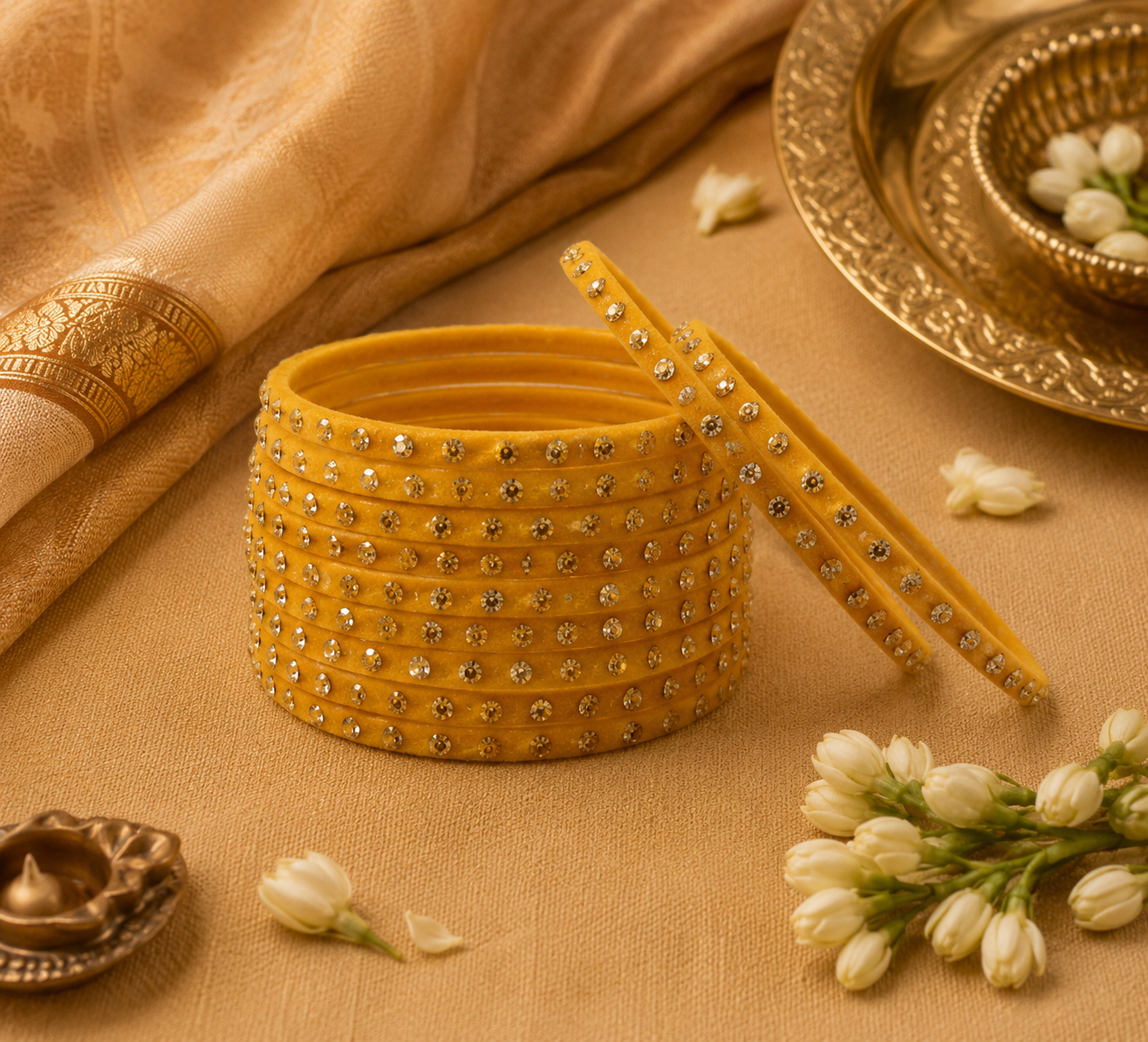 Yellow Gemstone Bangles - Varalakshmi sale