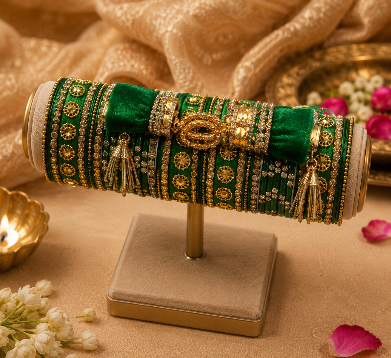Green Bangles with Tassels (multiple sizes available) - Varalakshmi sale