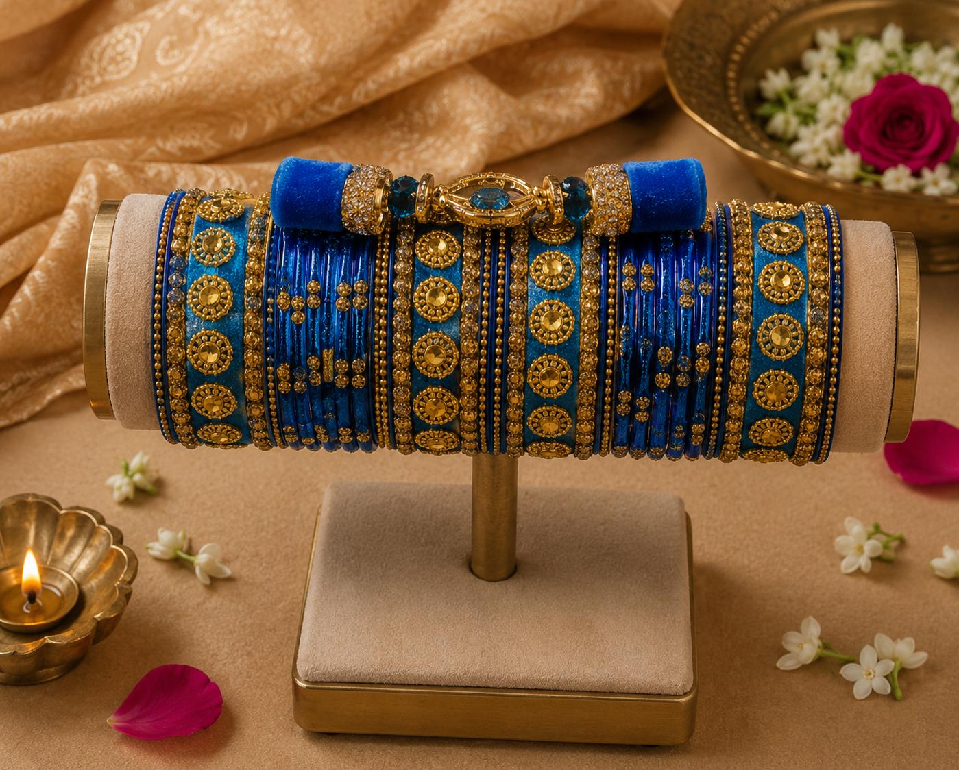 Blue Bangles with Tassels (multiple sizes available)